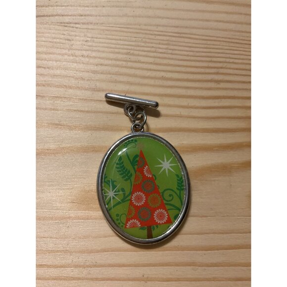 Christmas Tree Double-Sided Pendant Brooch Pin Charm - Picture 2 of 3